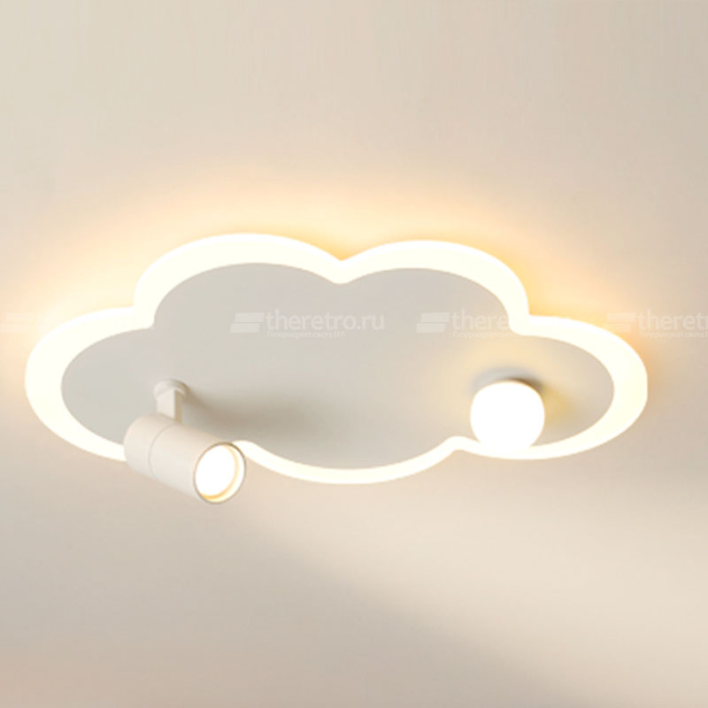 Потолочный светильник в виде облака с LED-свечением по контуру и дополнительными плафонами цилиндрической и шарообразной формы Sky фото #num#
